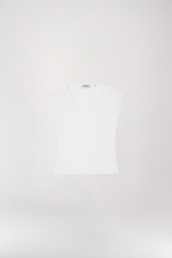 Off-White V-Neck Short Sleeve Top