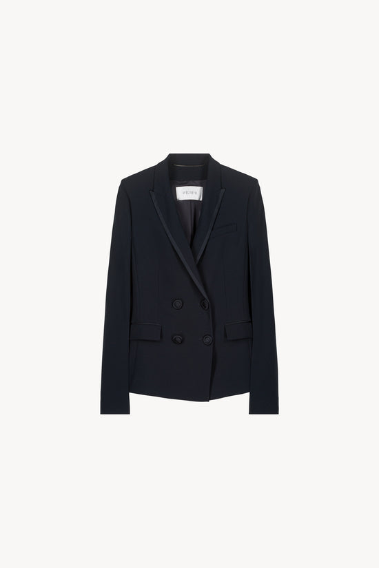 veste cape marine avec quatre boutons 
