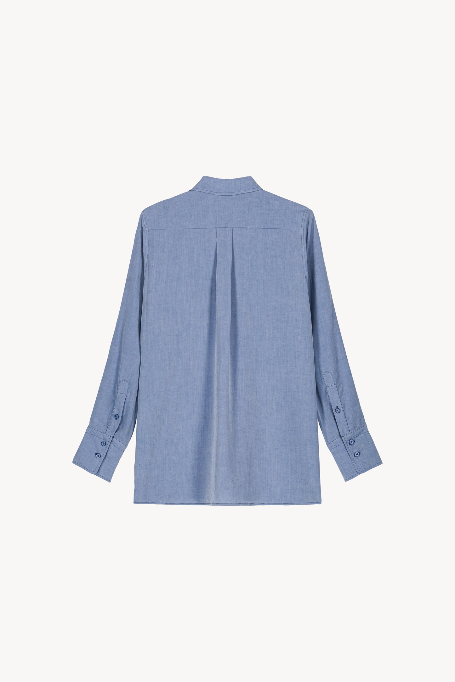 Chemise en lin brodée bleu denim