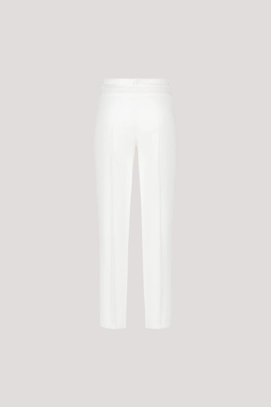 White pleated straight pants