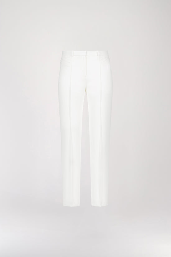 White pleated straight pants