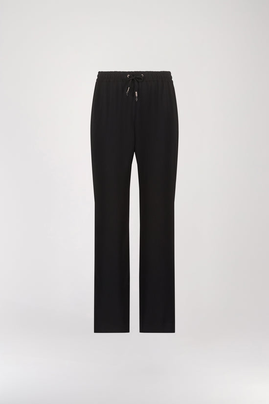 Pantalon Noir Fluide en Cordon Gros Grain