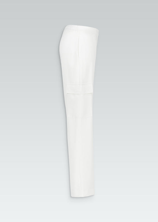 Pantalon cargo blanc poches larges latérales taille élastique