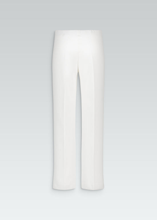 Pantalon droit à plis blanc ceinture élastique cachée