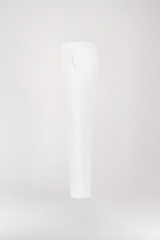 Pantalon à plis en lin blanc