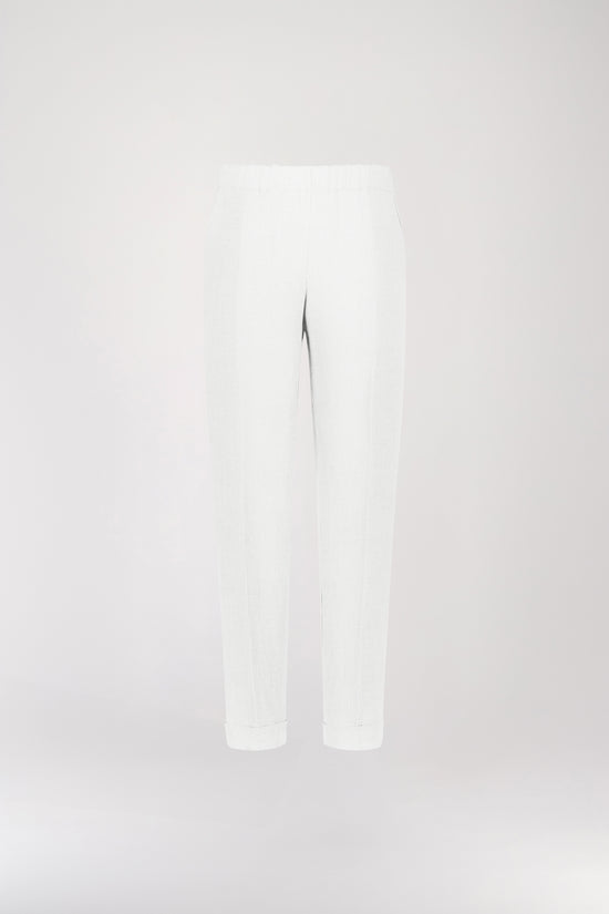 Pantalon à plis en lin blanc