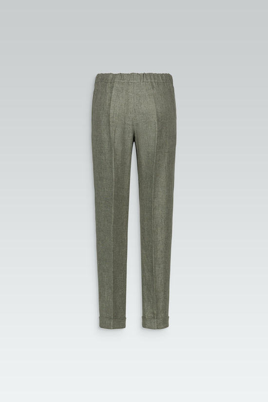 Pantalon à plis en lin vert pale