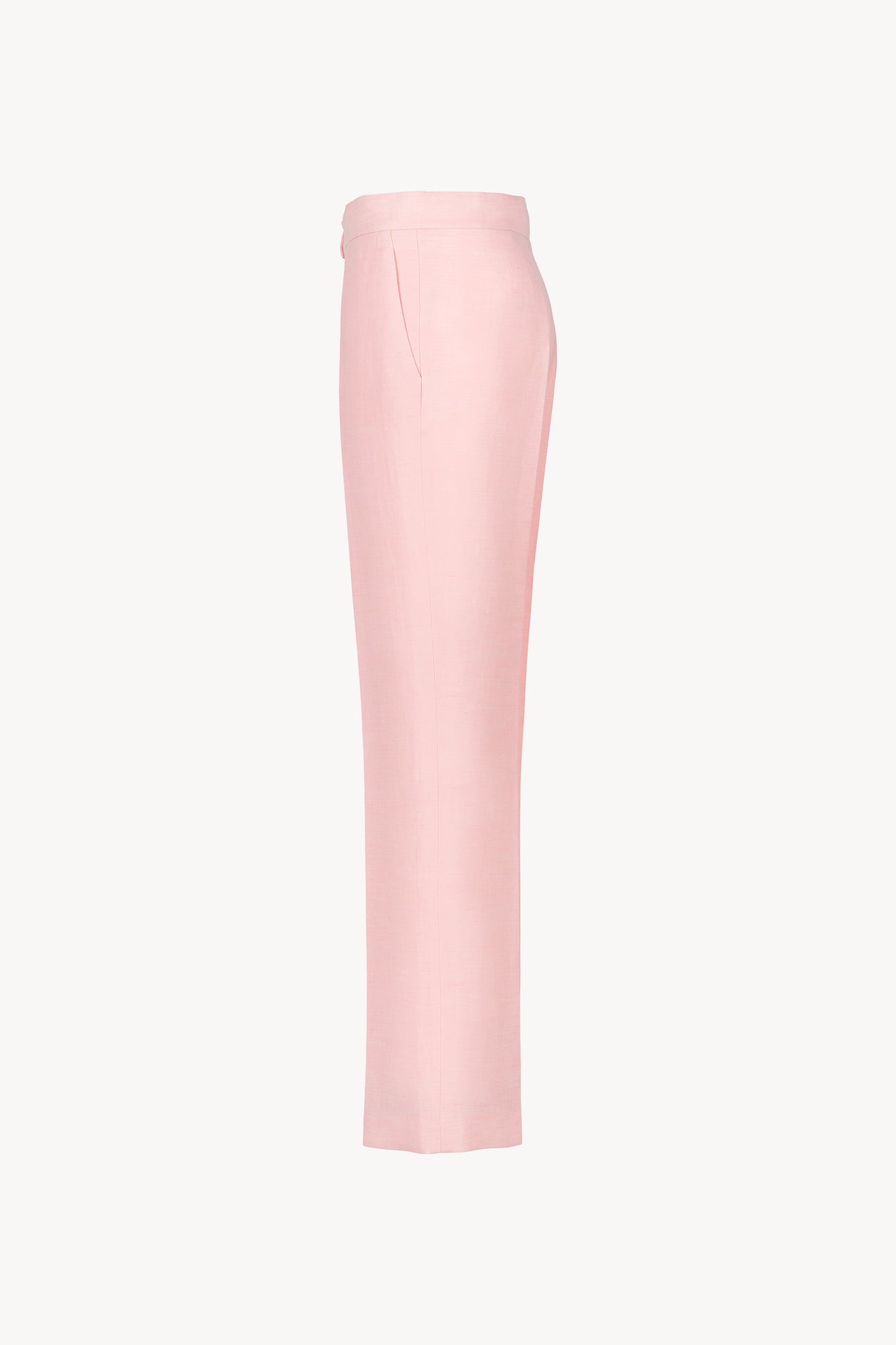 Pantalon coupe droite abricot en lin avec poches italiennes