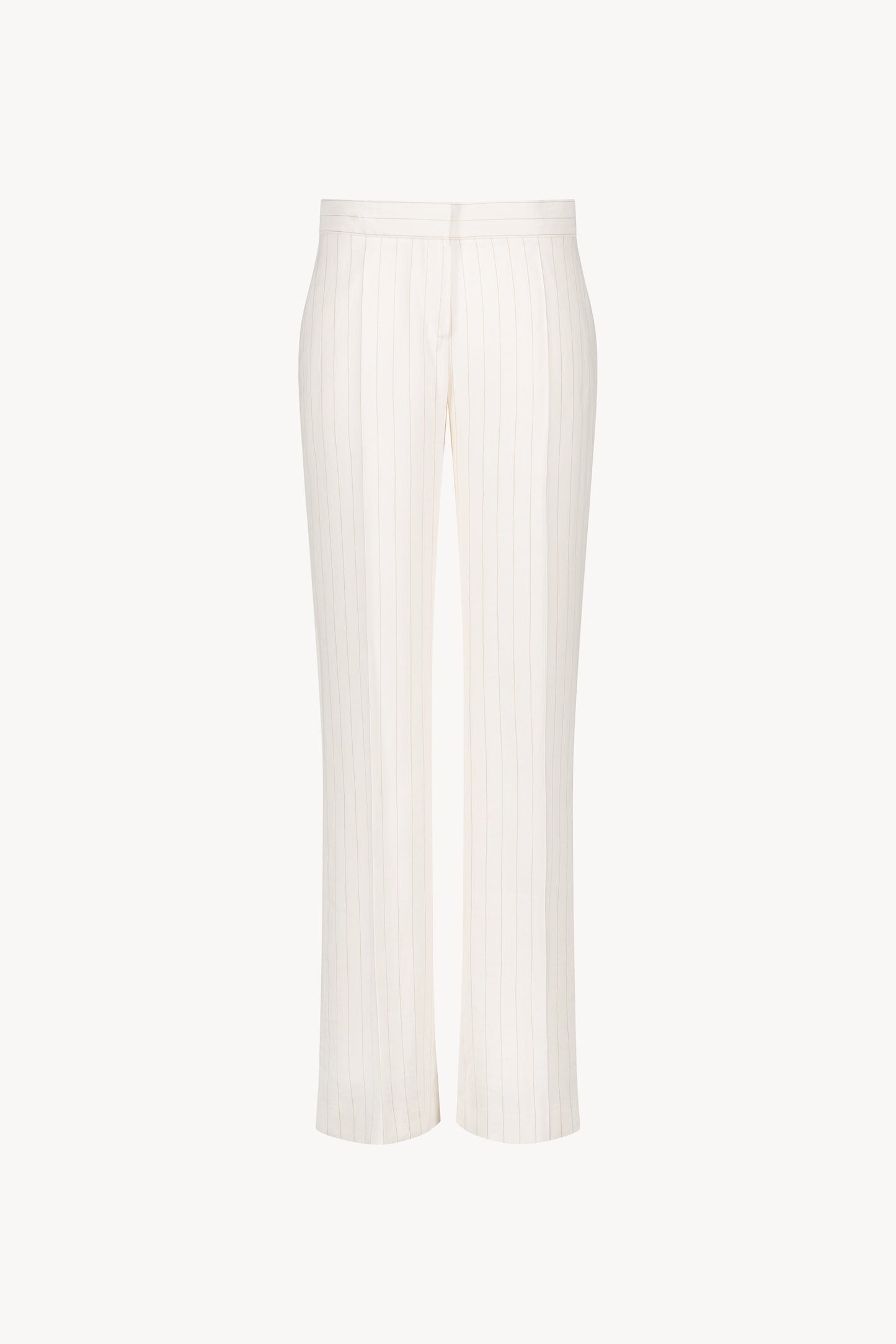 Pantalon en lin rayé blanc coupe droite poches italiennes