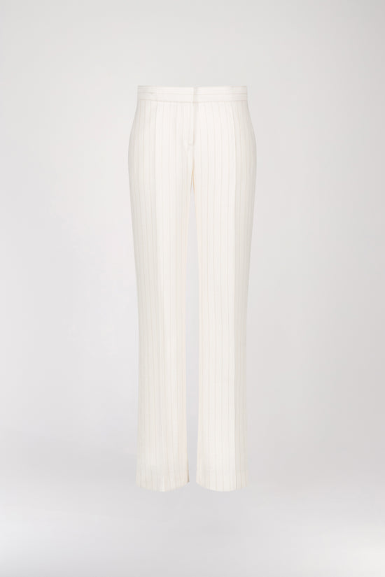 White linen striped pants