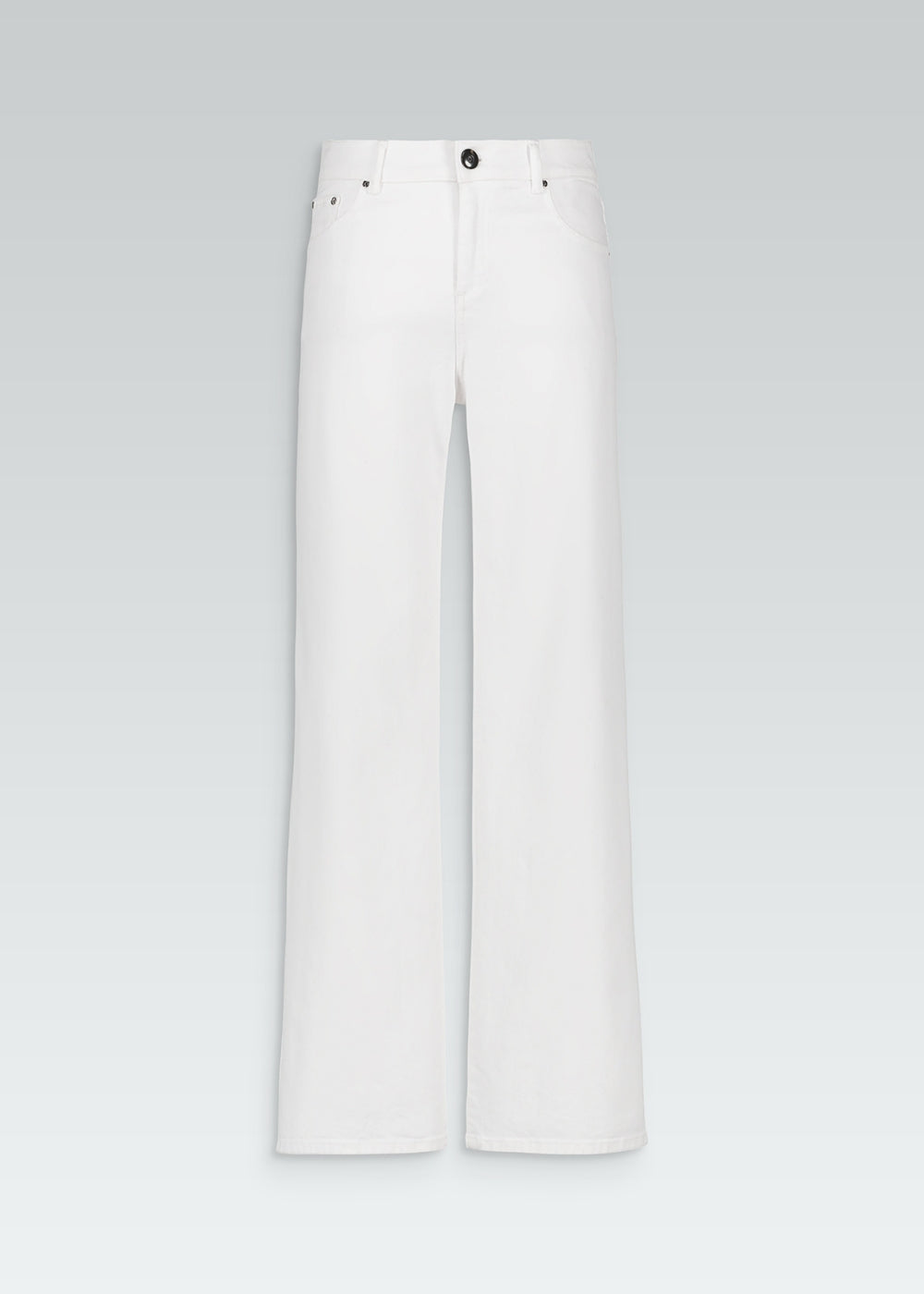 Jeans large blanc denim avec rivets en métal et boutons en corne