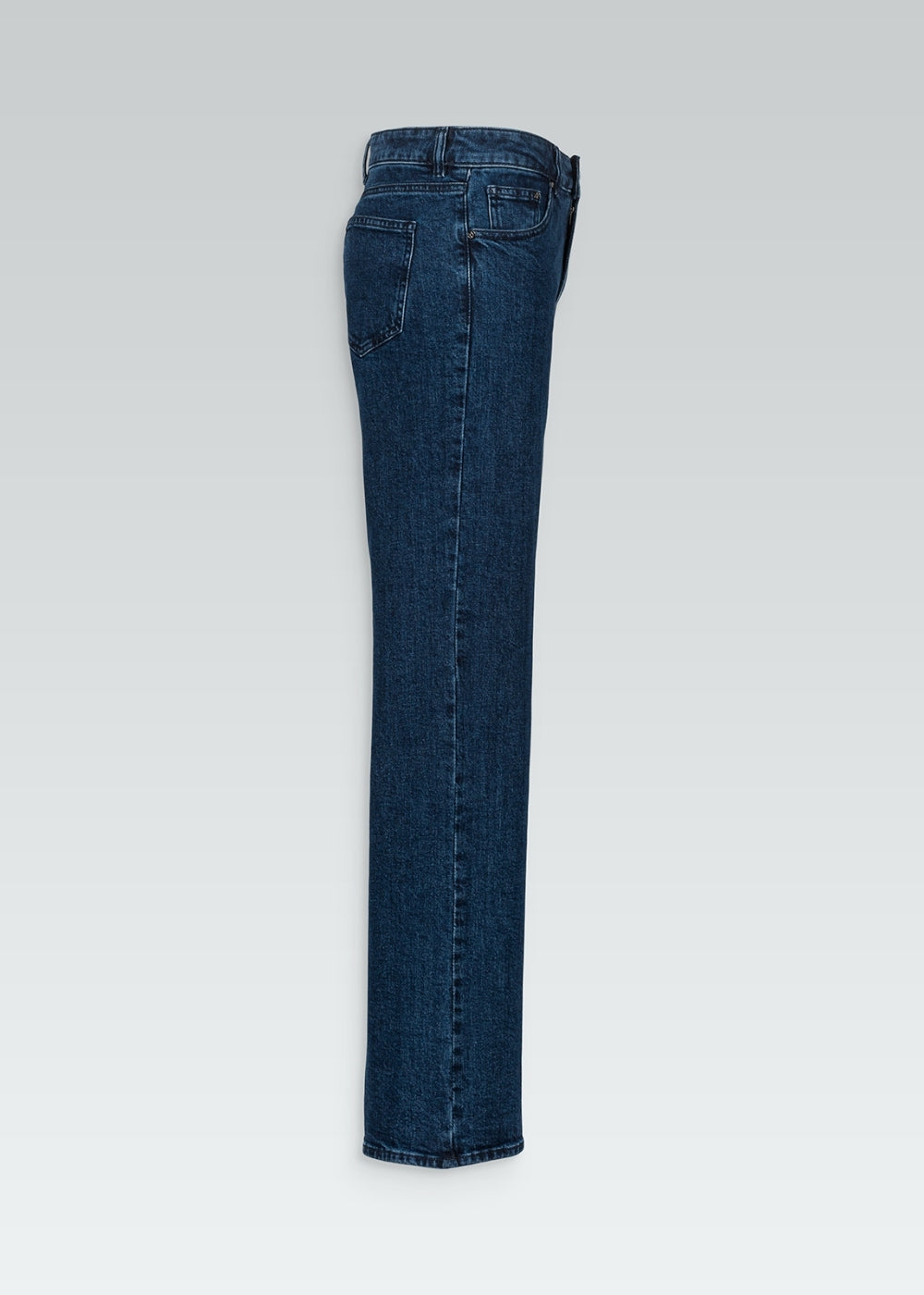 Jeans large bleu denim avec rivets en métal et boutons en corne