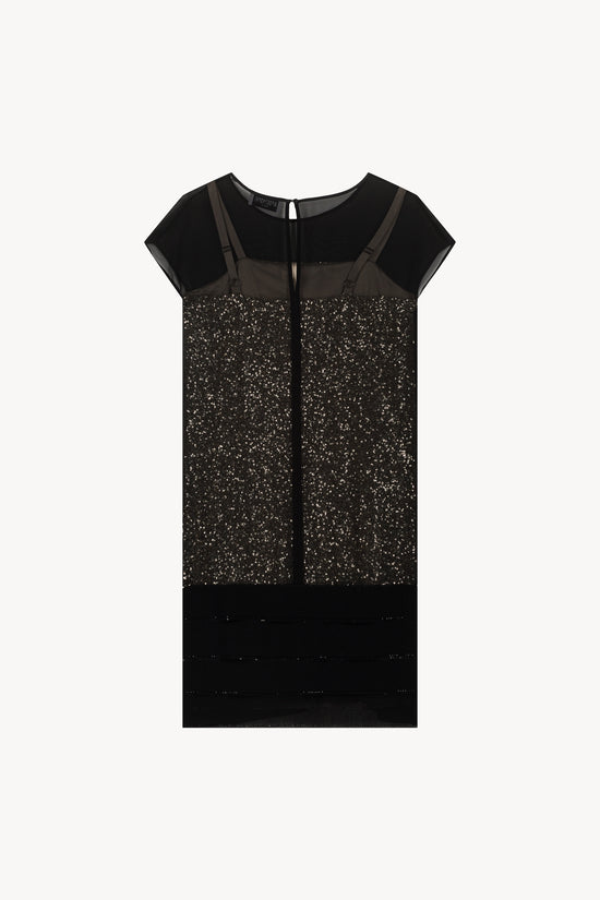 Robe droite à sequins or