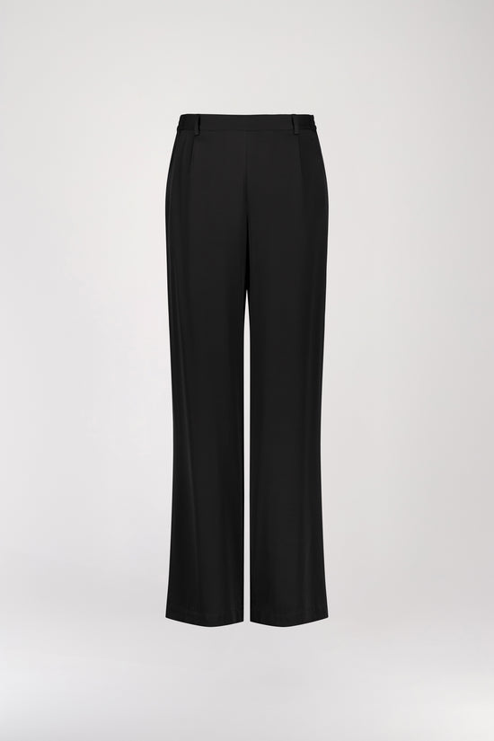 Pantalon droit en soie noir