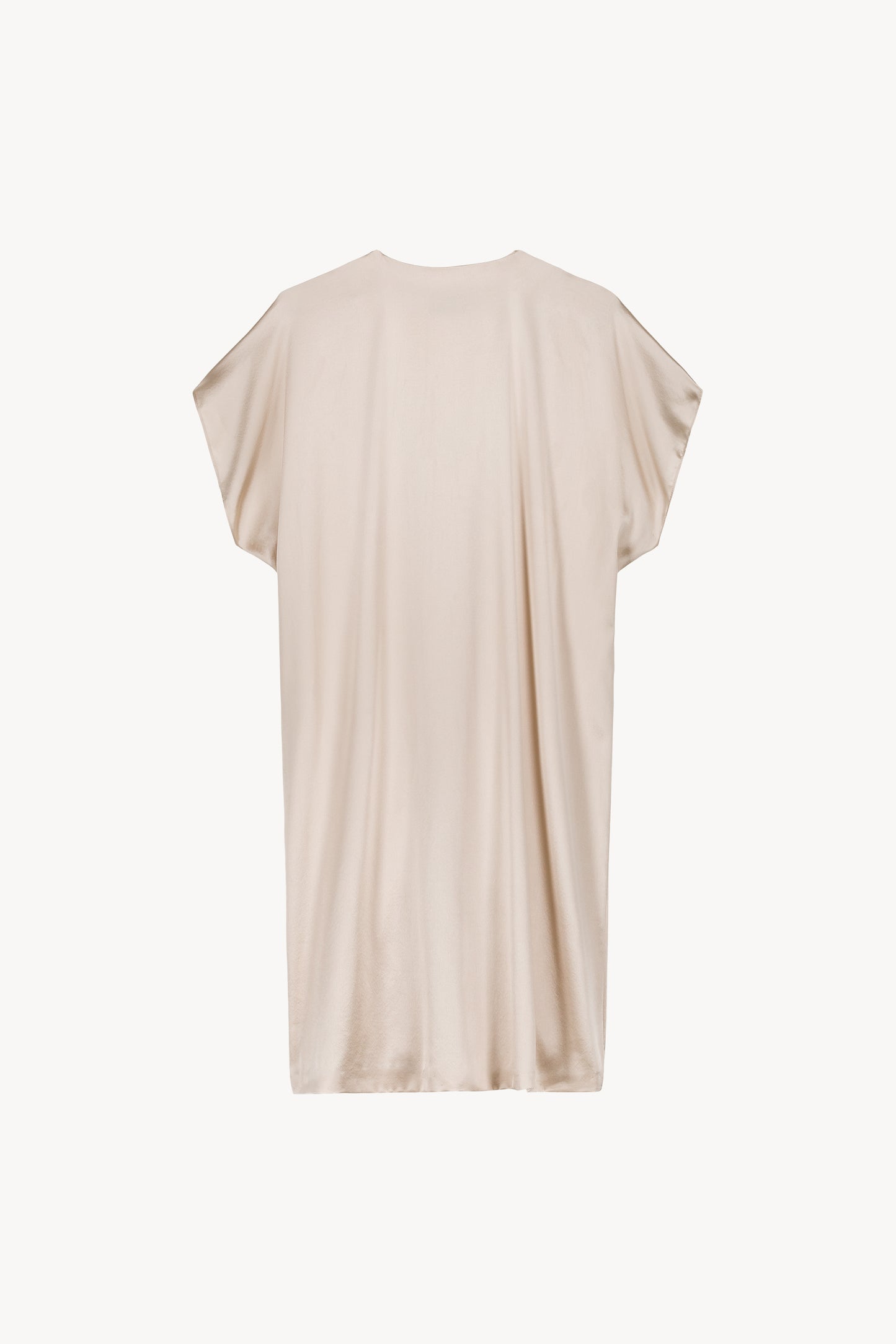 Robe brodée de perles en soie or, au tissu fluide et soyeux. Elle présente un col en V orné de perles et un détail froncé à l'avant, apportant une touche chic et élégante pour les occasions spéciales.