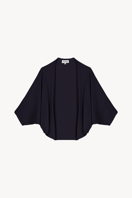 Veste poncho courte manches chauves-souris marine