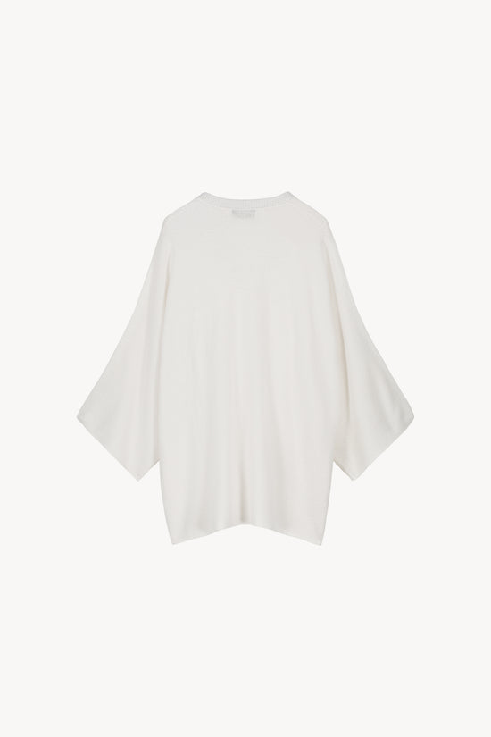 Pull ample à col V en lin blanc