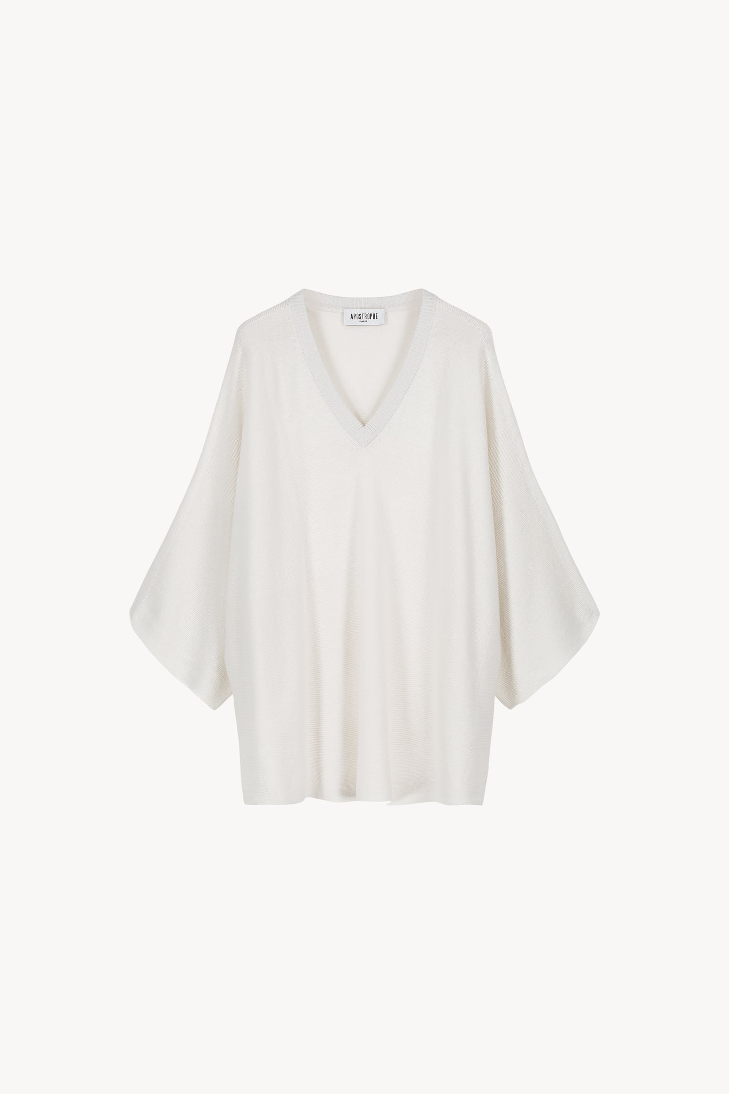 Pull ample à col V en lin blanc