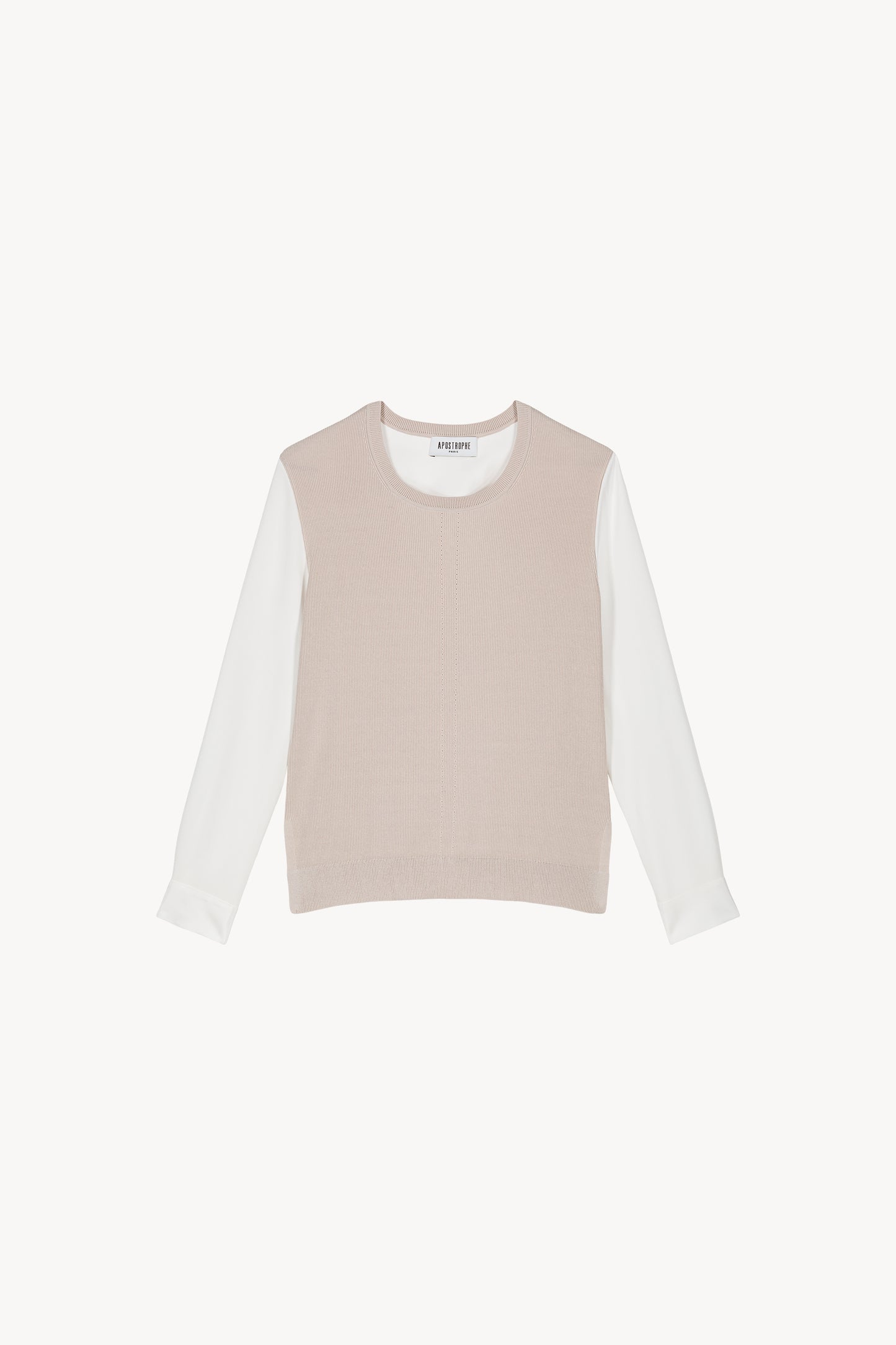 Pull bi-matière trompe-l'œil béton