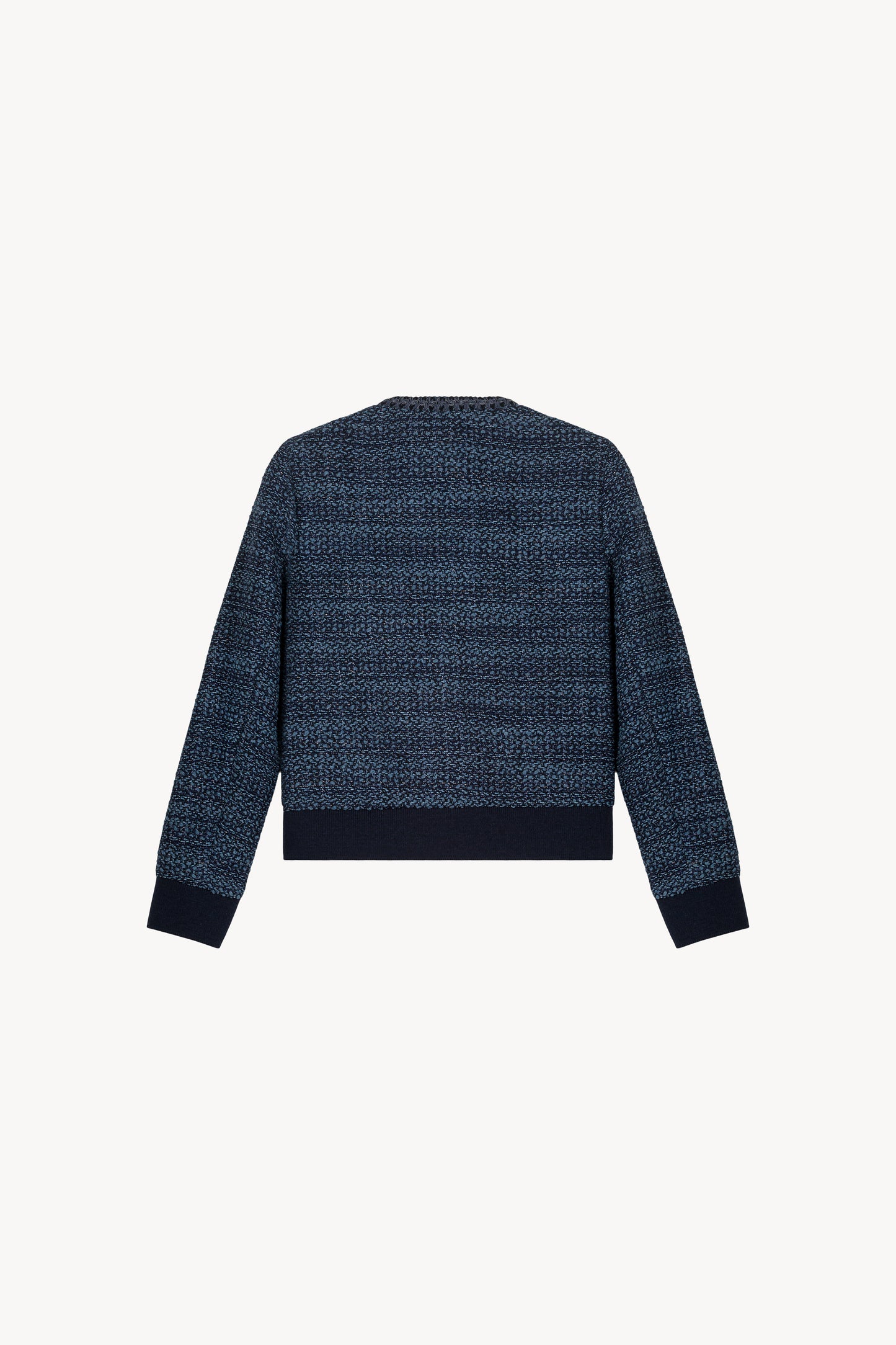 Veste bi-matière en tweed bleu denim