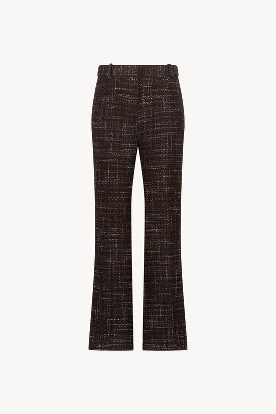 Pantalon droit en tweed ébène : un style moderne et raffiné.