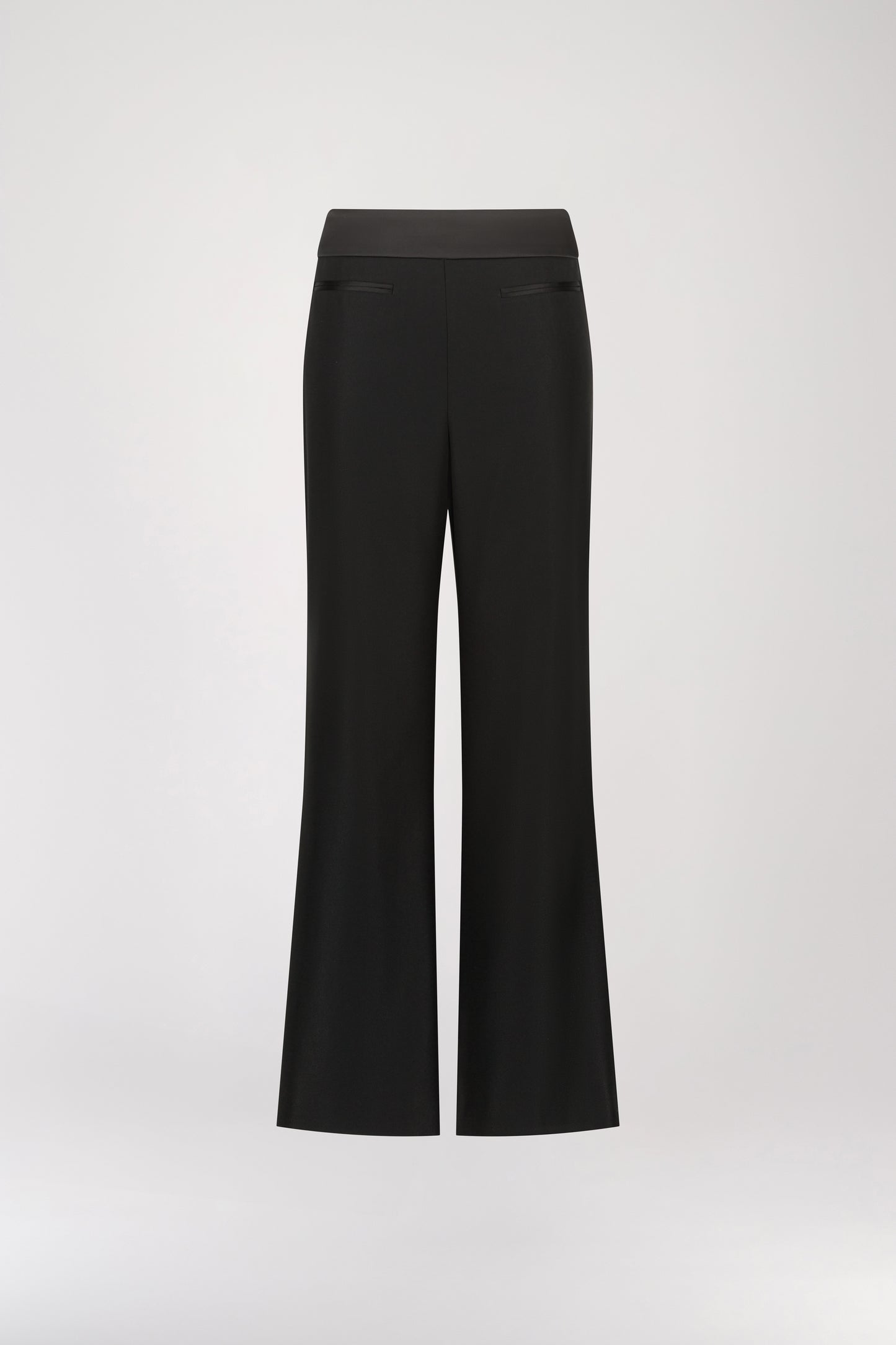 Pantalon Droit Noir avec Détails Satinés