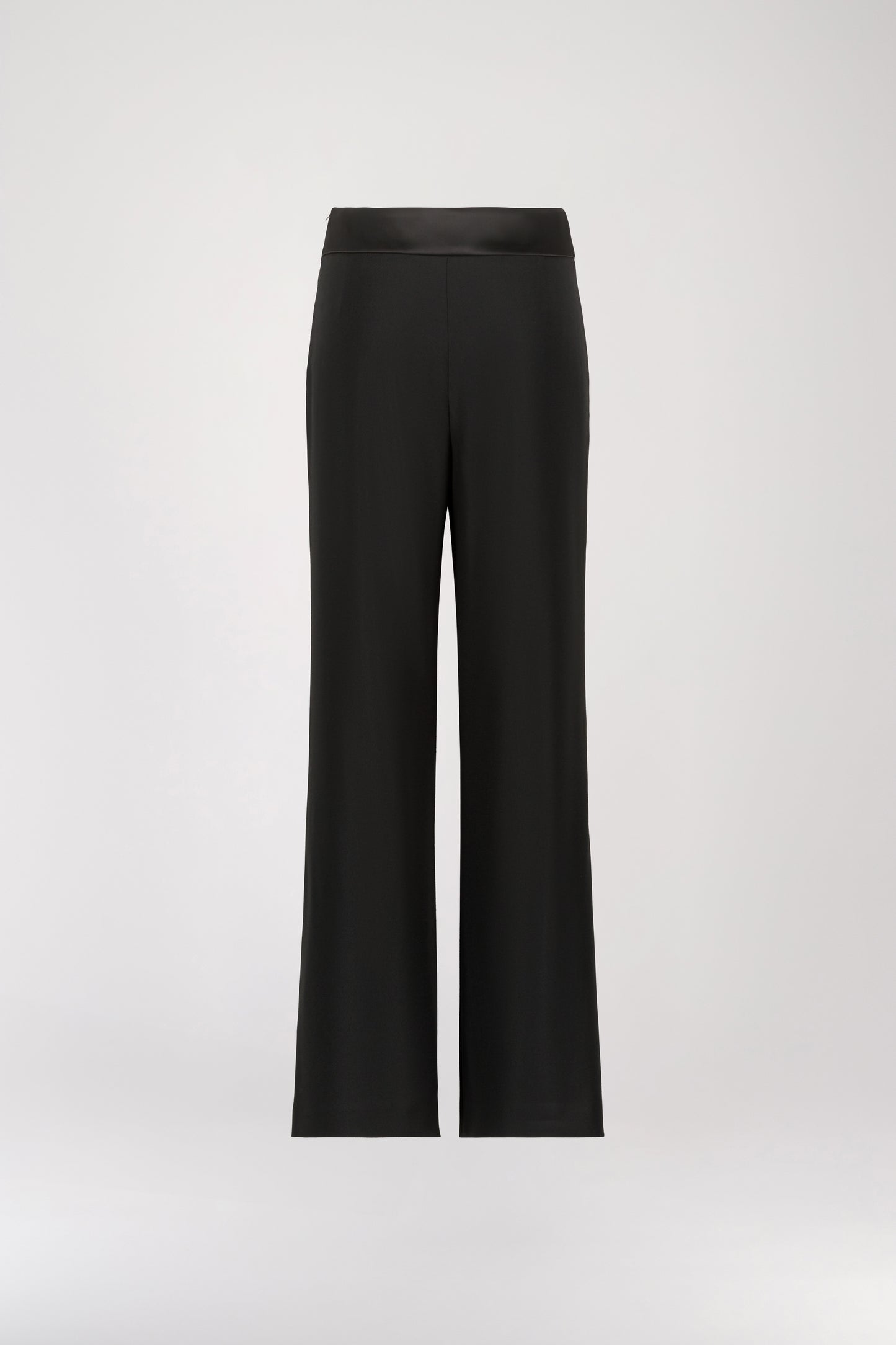 Pantalon Droit Noir avec Détails Satinés