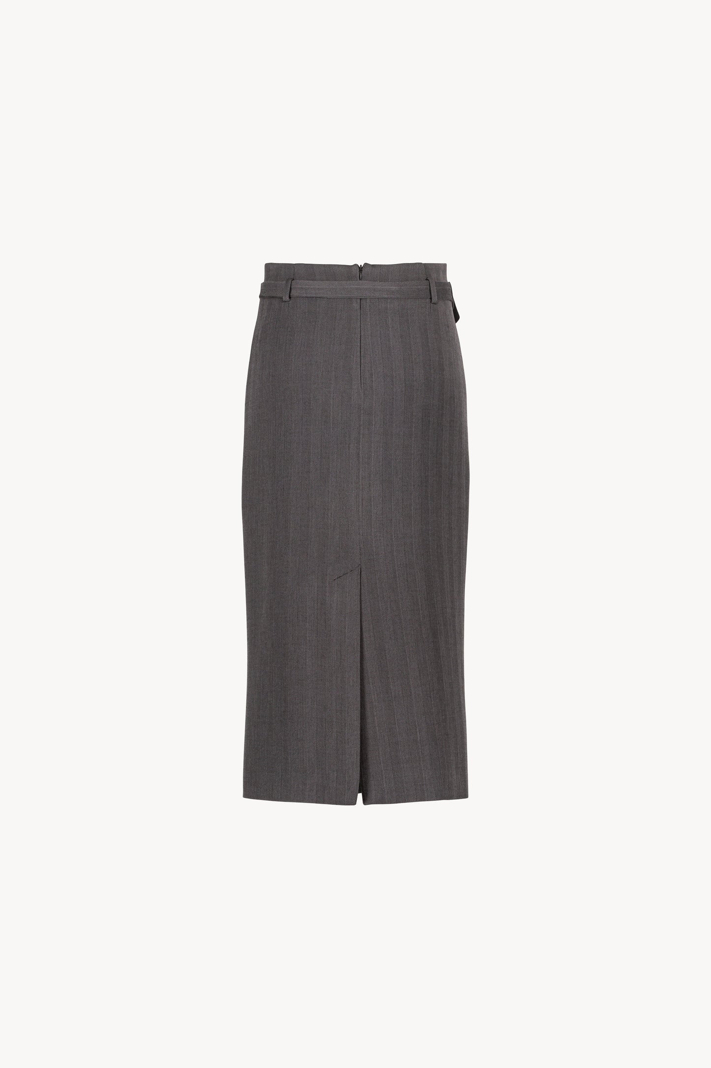 Mi-longue gris moyen cette jupe avec fente arrière et ceinture moderne 