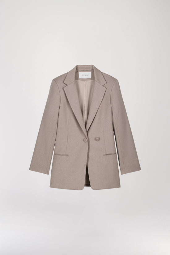 Veste Oversize Taupe moyen à Col Tailleur