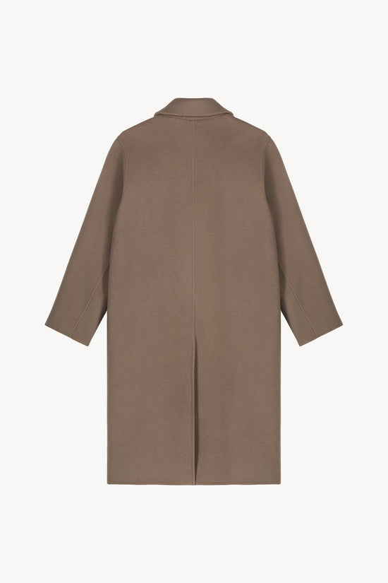 Manteau long brodé taupe moyen