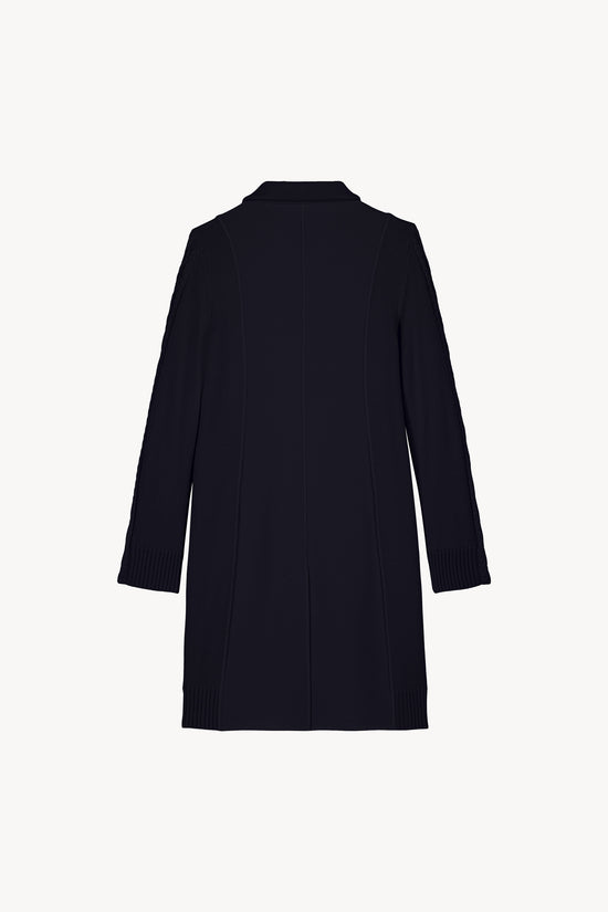 Manteau mi-long côtelé marine