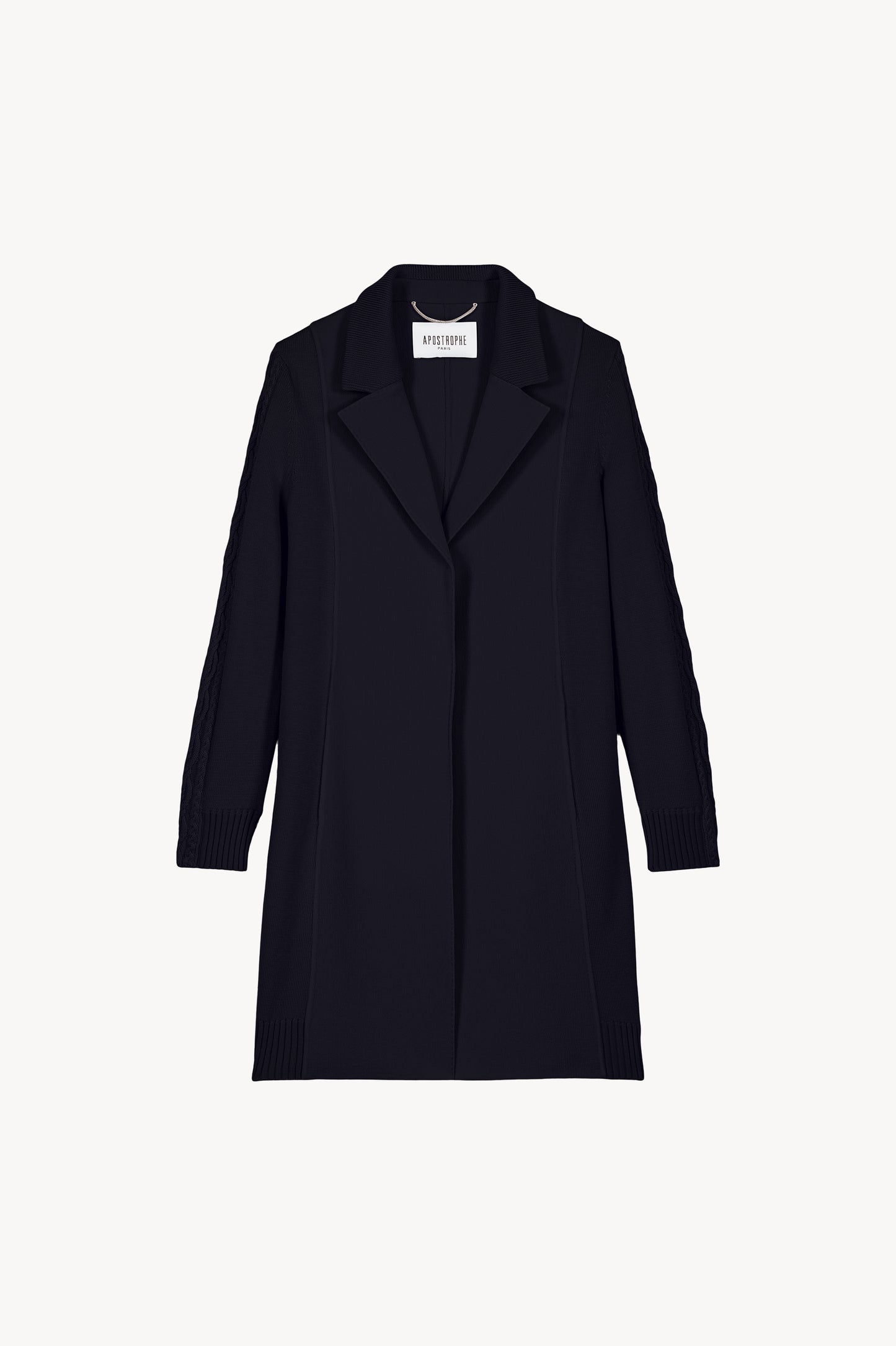 Manteau mi-long côtelé marine