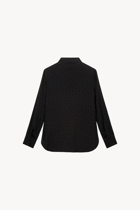 Chemise en soie à pois noire