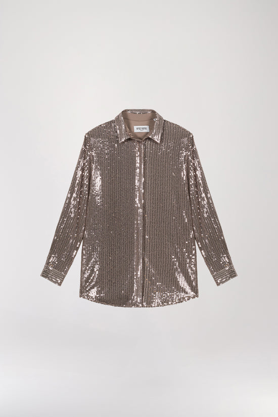 Chemise à sequins taupe moyen