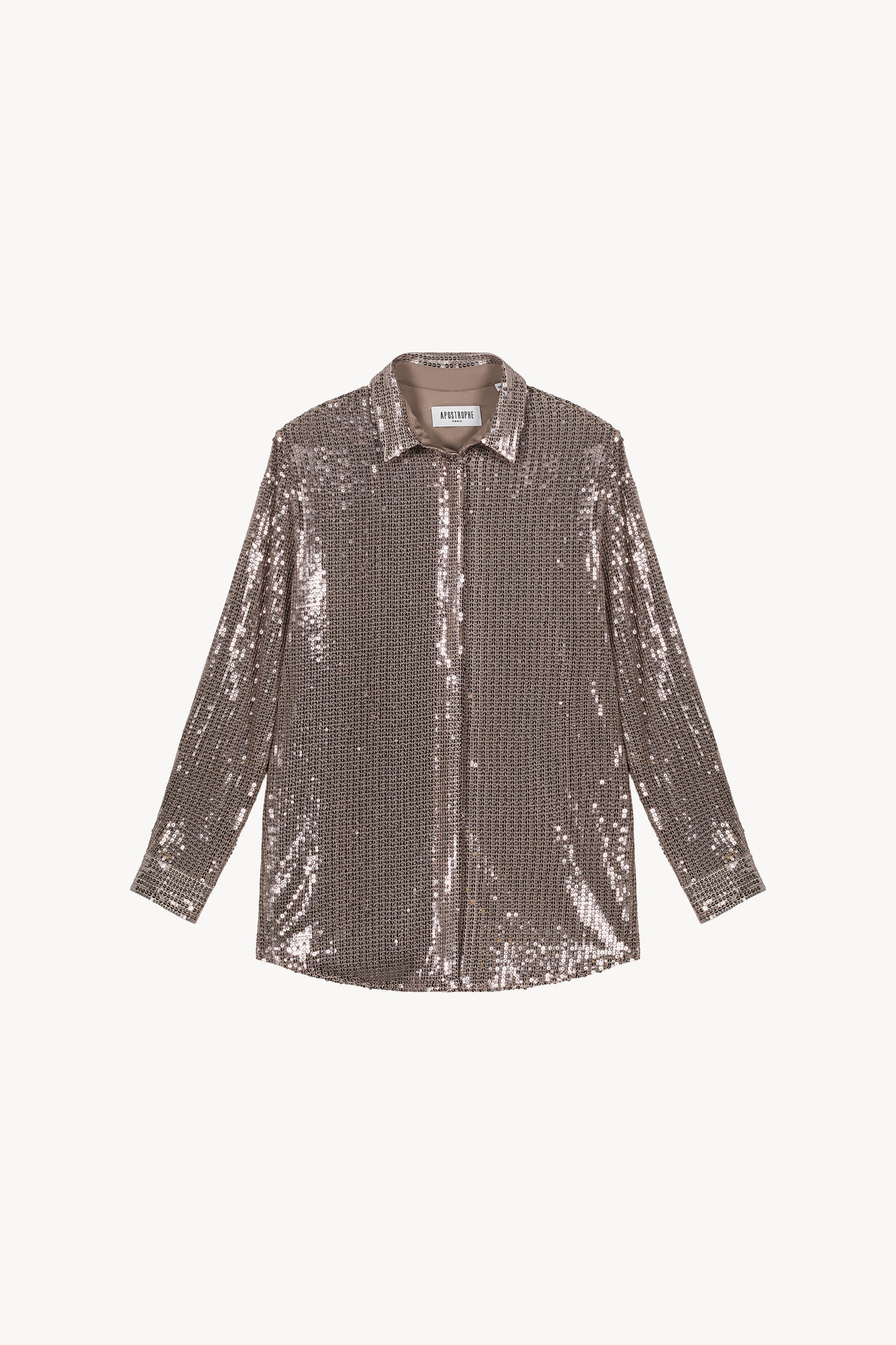 Chemise à sequins taupe moyen