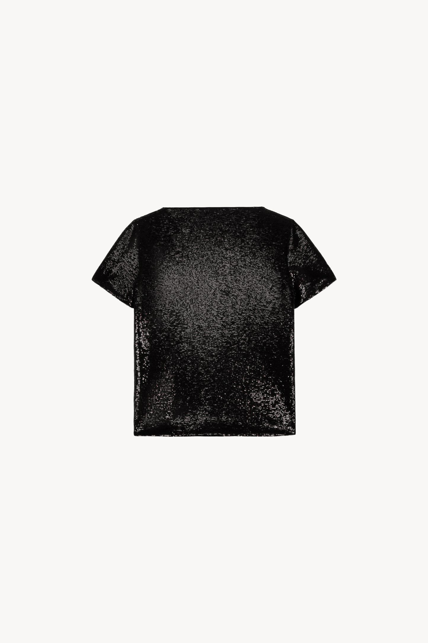 T-shirt à sequins noir avec un col rond et des manches courtes