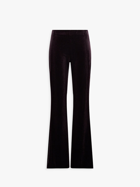 Pantalon évasé grenat à taille élastiquée et tombé fluide, allure élégante et féminine.