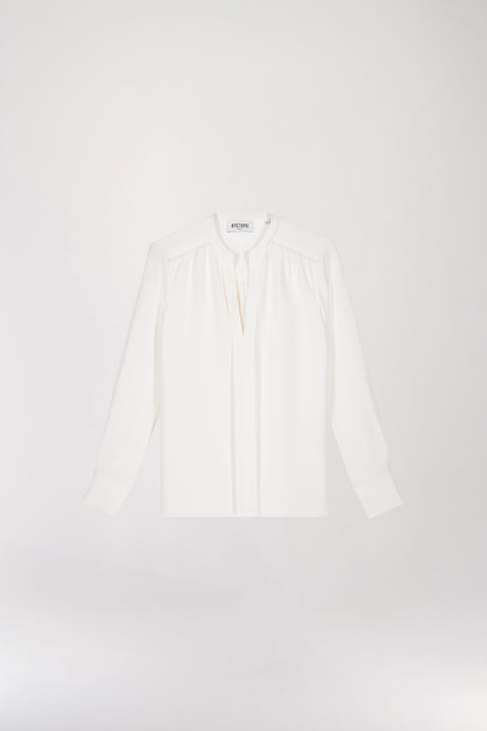 Blouse en soie lourde blanc cassé