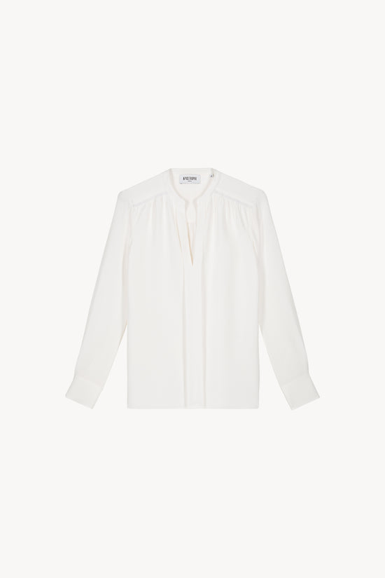 Blouse en soie lourde blanc cassé