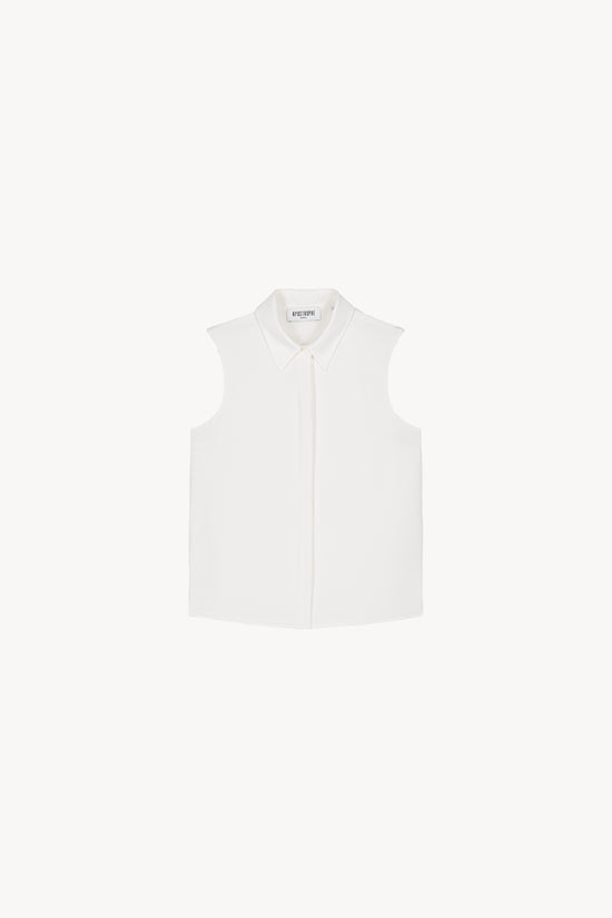Blouse chemise sans manches blanc cassé