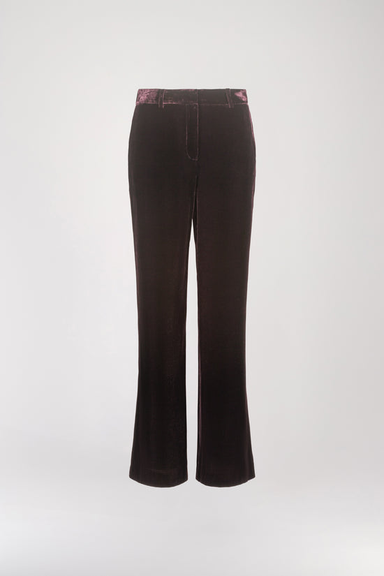 Pantalon droit en velours grenat