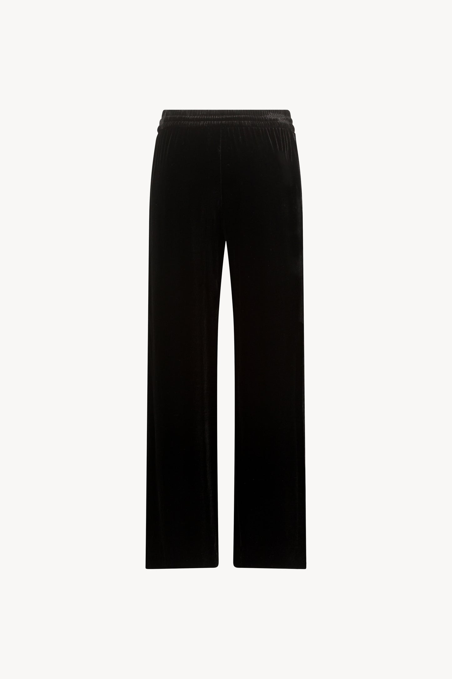 Pantalon taille haute velours noir orné d’une taille élastique avec des cordons de serrage