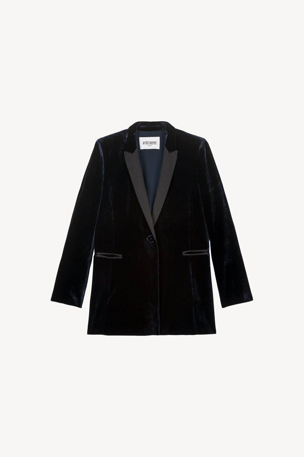 navy velvet tailored jacket - Main Image