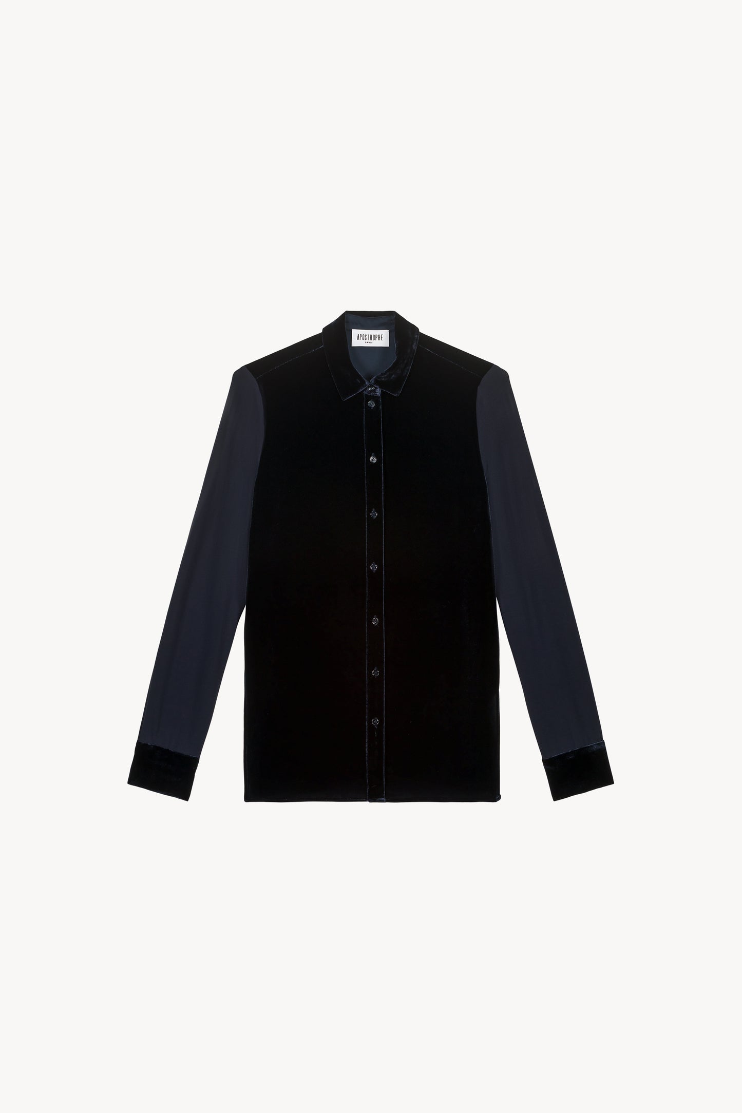 Chemise bi-matière en velours marine
