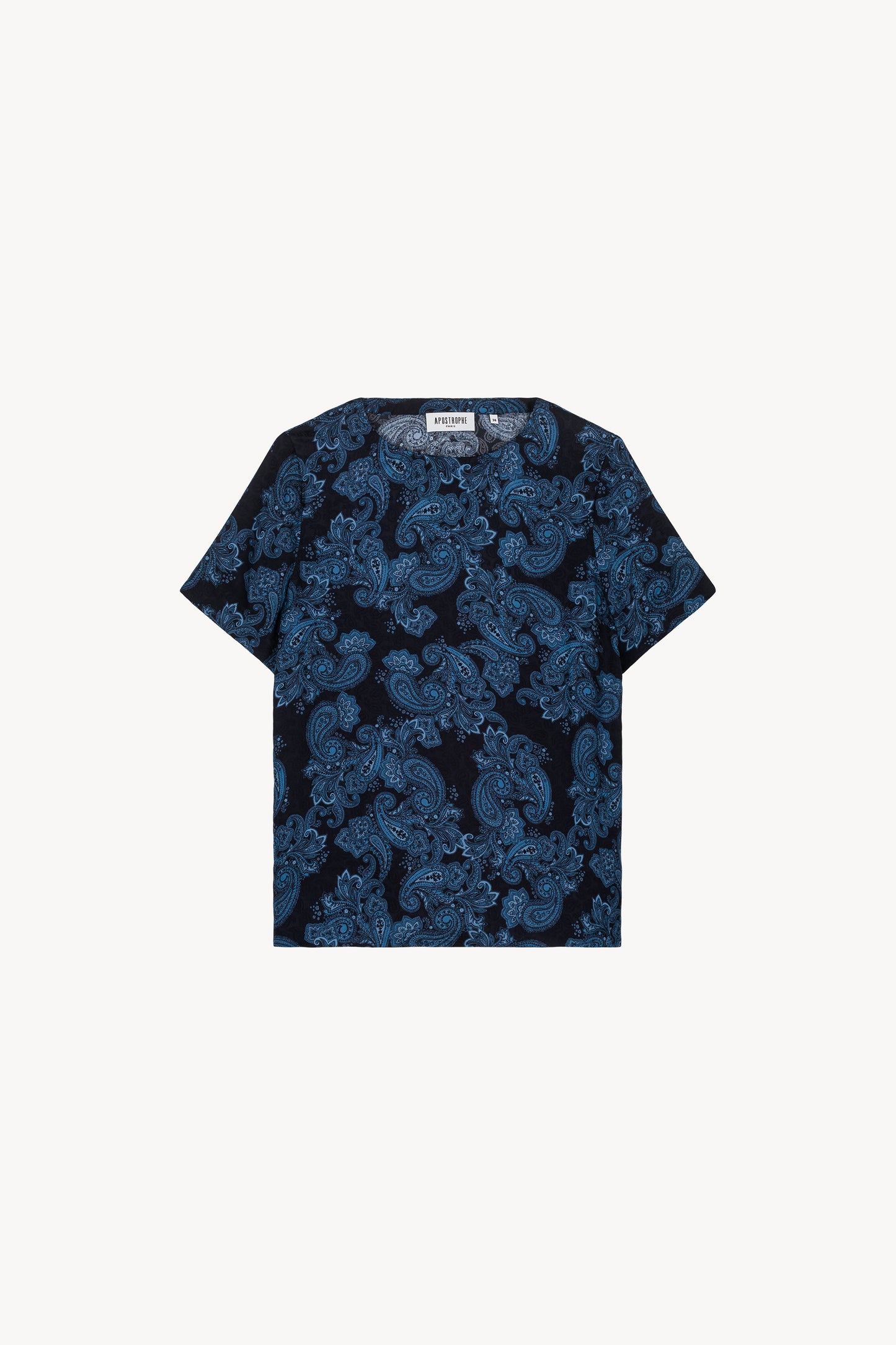 Haut à imprimé fleuri bleu denim