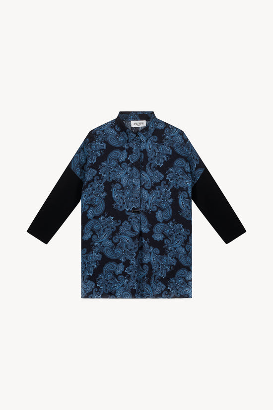 Tunique à imprimé fleuri bleu denim