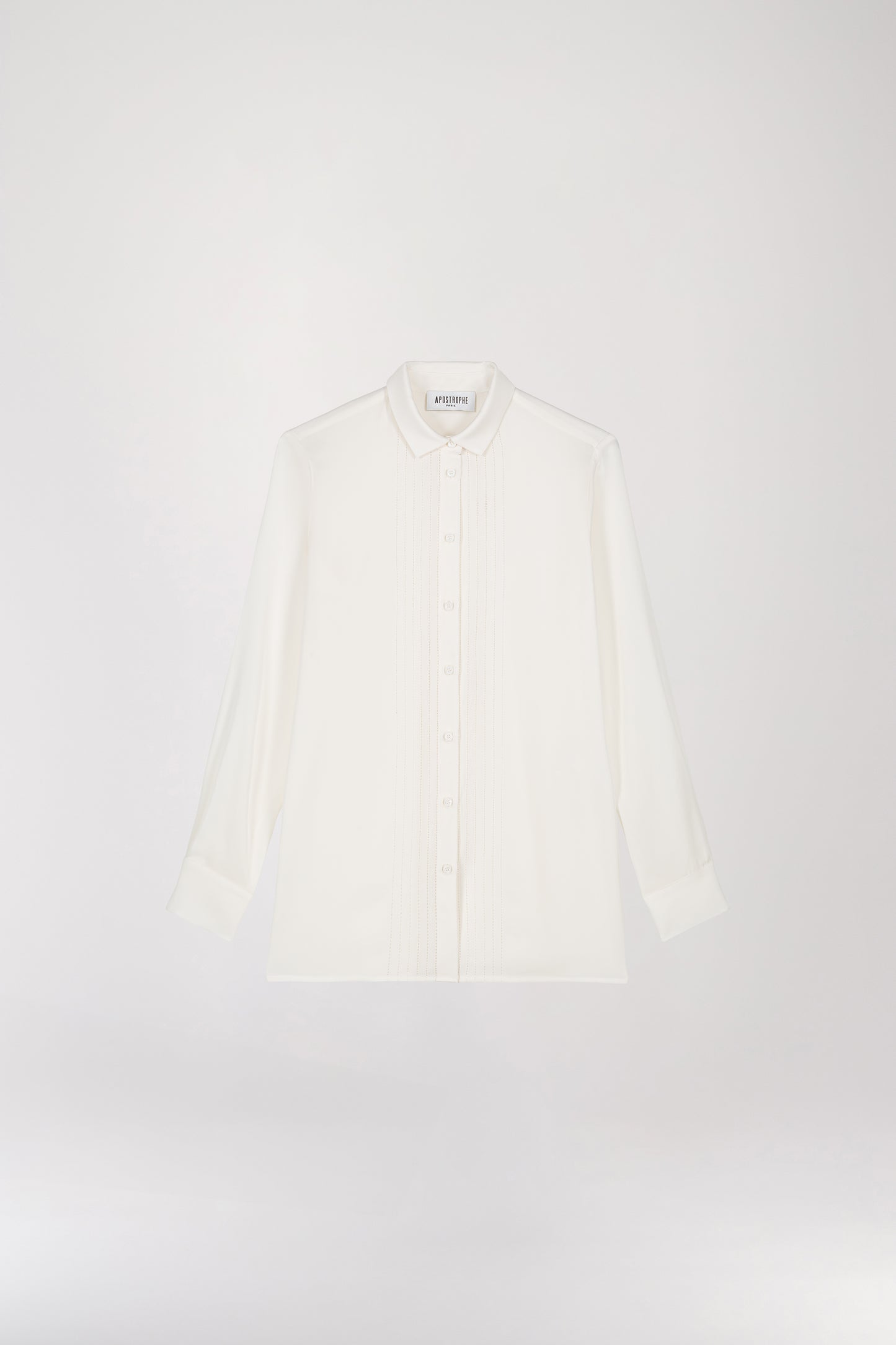 Chemise Droite Blanc Cassé à Broderie