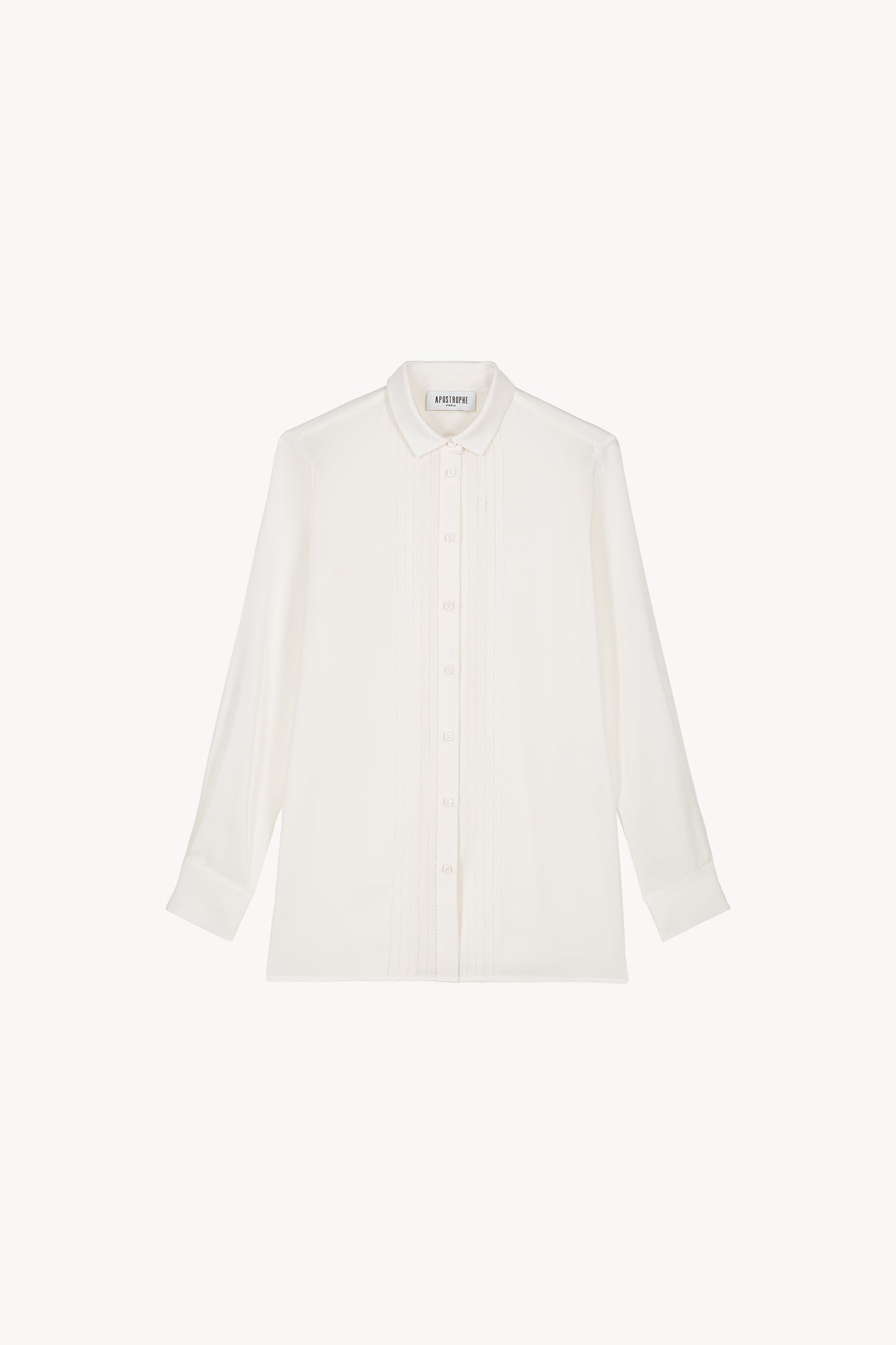 Chemise Droite Blanc Cassé à Broderie