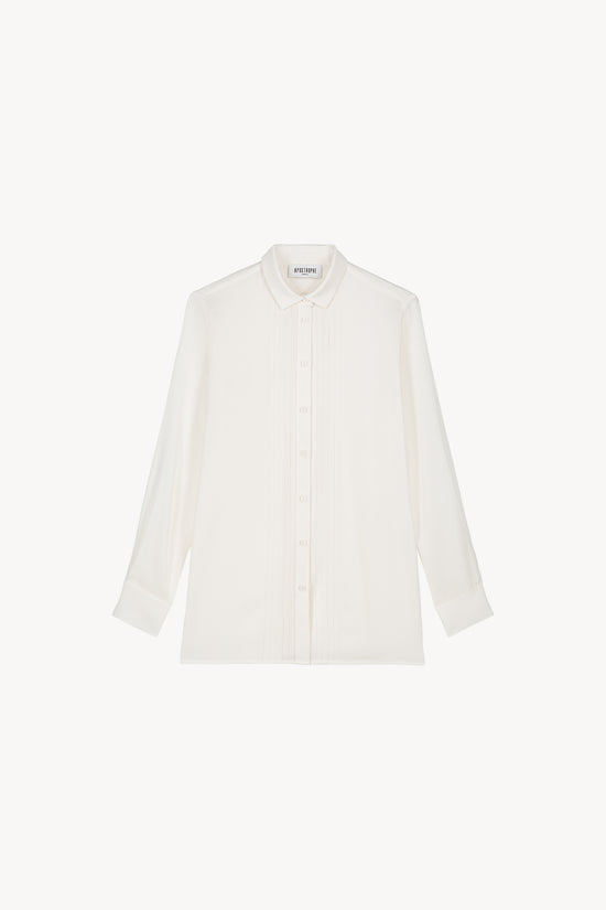 Chemise Droite Blanc Cassé à Broderie