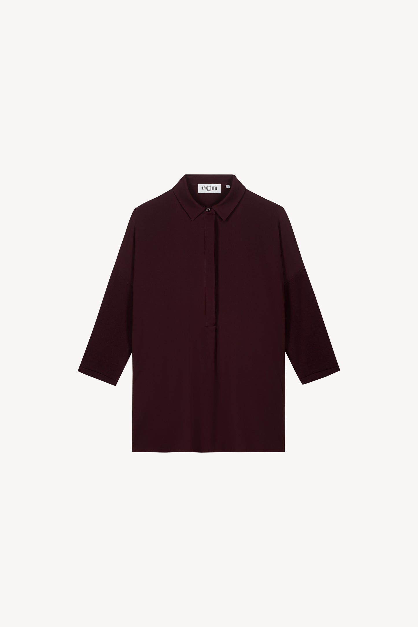 Tunique grenat bi-matiere avec col chemise classique